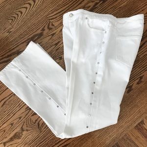 Michael Kors White Jeans with Silver Button Detail
